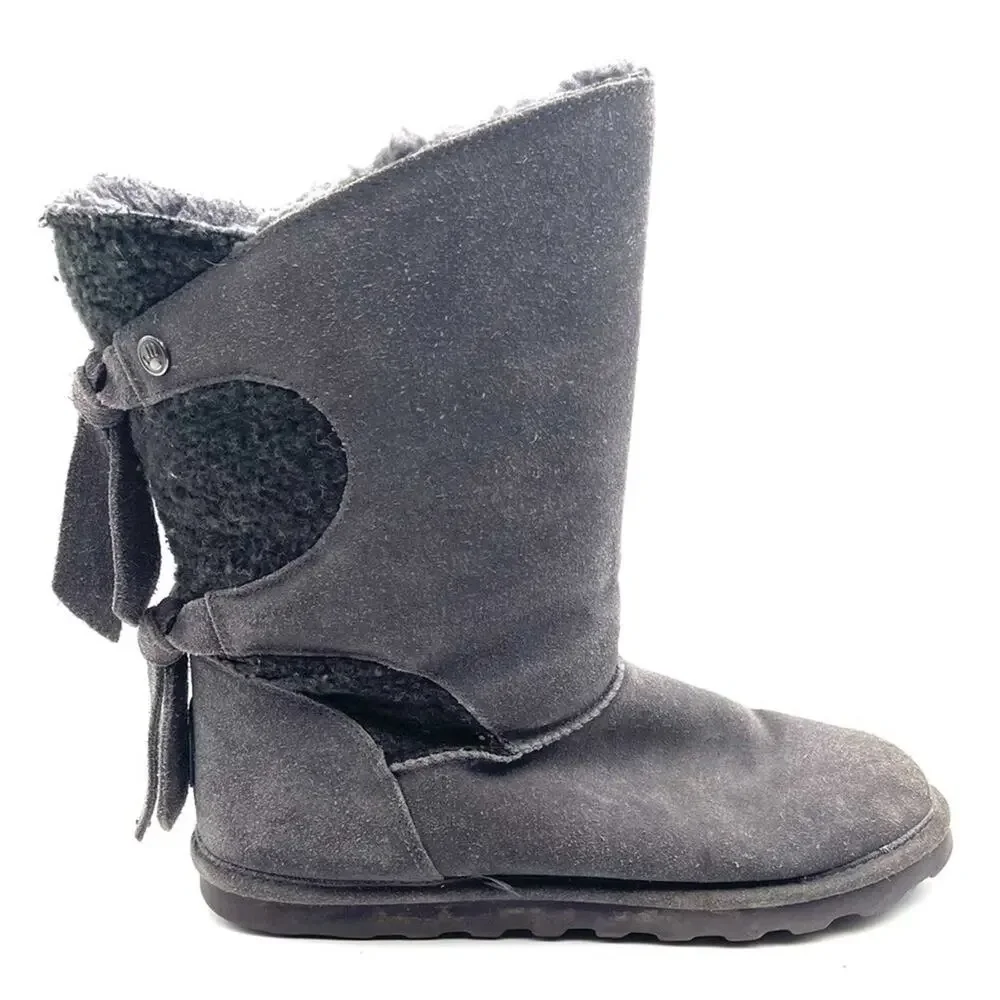 BEARPAW WILLOW gray suede winter boots size 10
